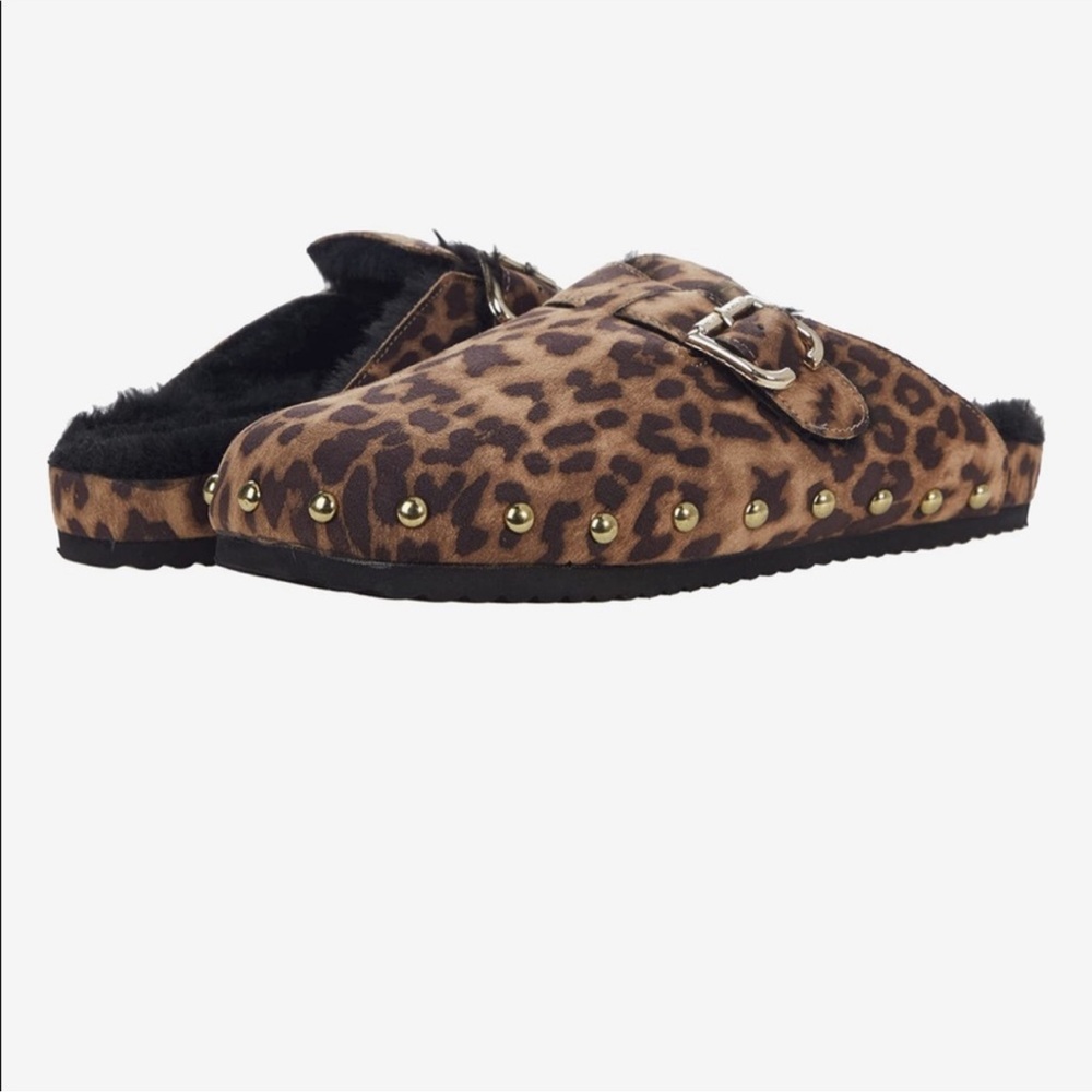 Fashion fur lined clog Cheetah Print